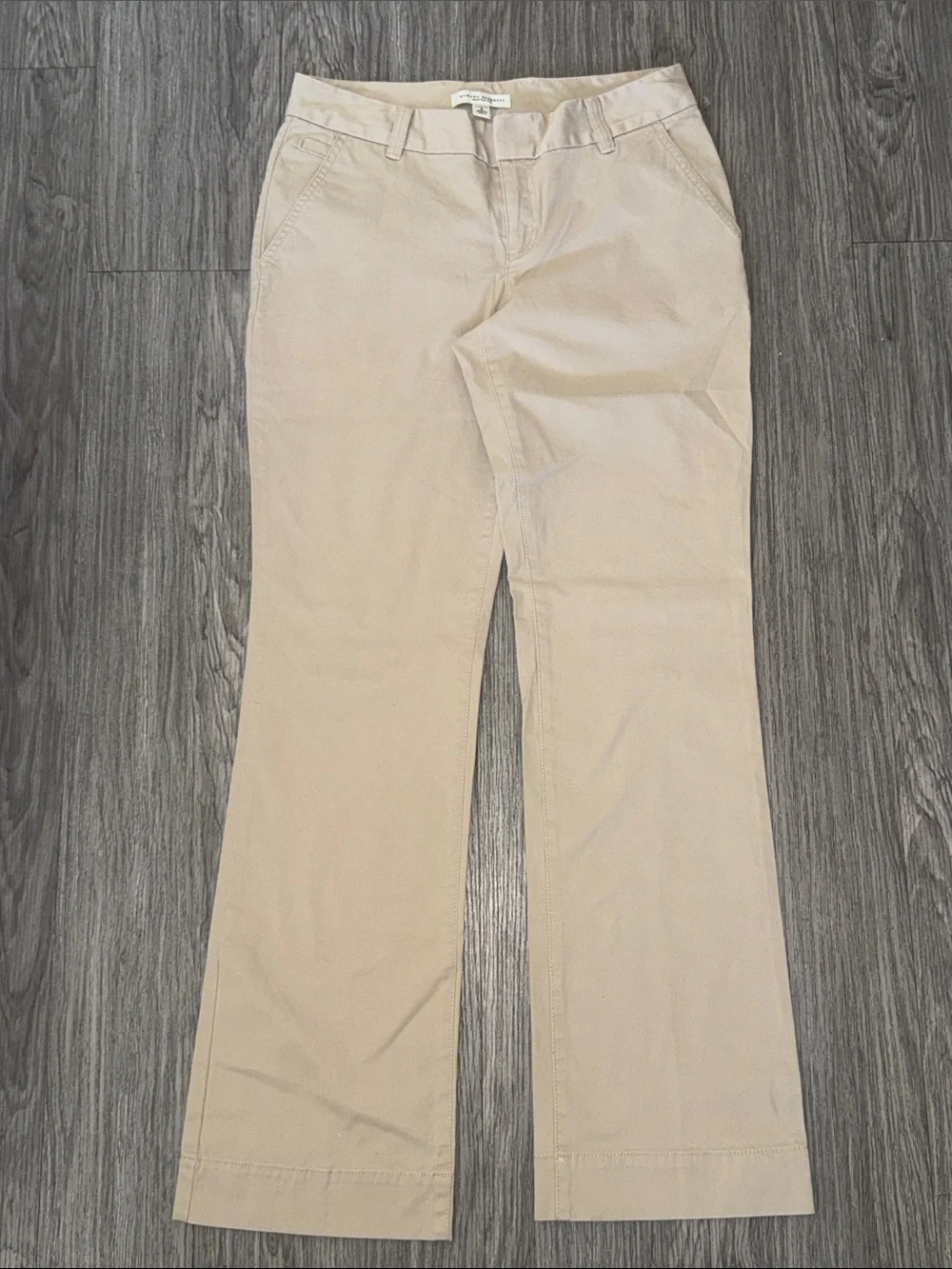 Banana Republic Martin Fit Stretch Cream Pin Striped Pants Womens Size 6